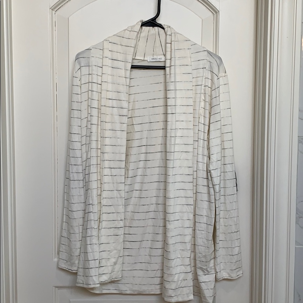 Women’s Gray/Cream Striped Cardigan- Size S